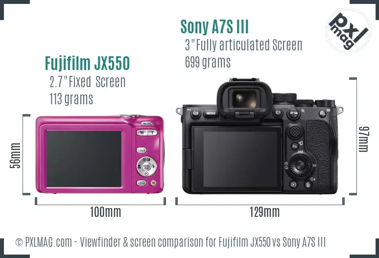 Fujifilm JX550 vs Sony A7S III Screen and Viewfinder comparison