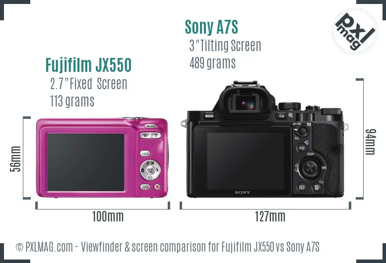 Fujifilm JX550 vs Sony A7S Screen and Viewfinder comparison Fujifilm JX550 vs Sony A7S Screen and Viewfinder comparison
