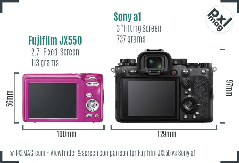 Fujifilm JX550 vs Sony a1 Screen and Viewfinder comparison
