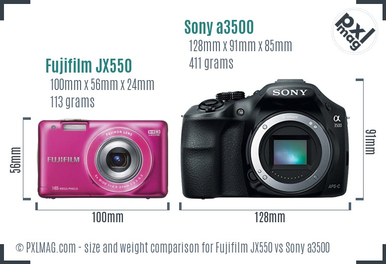 Fujifilm JX550 vs Sony a3500 size comparison Fujifilm JX550 vs Sony a3500 size comparison