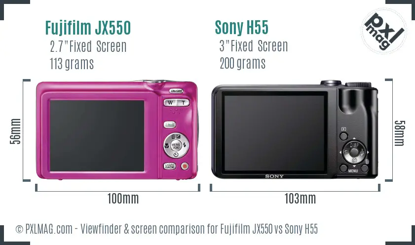 Fujifilm JX550 vs Sony H55 Screen and Viewfinder comparison