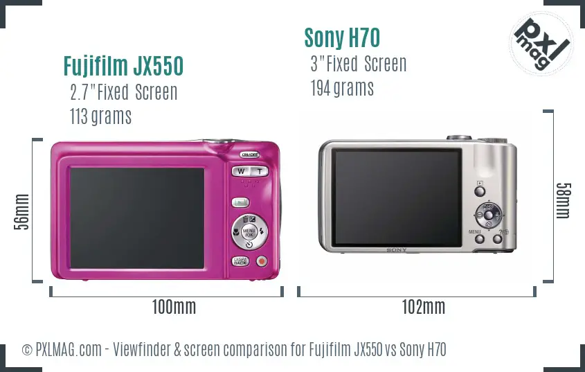 Fujifilm JX550 vs Sony H70 Screen and Viewfinder comparison