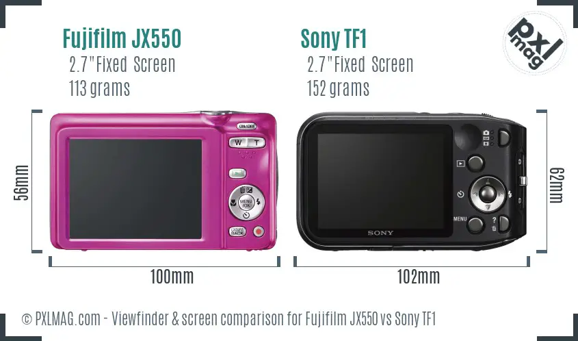 Fujifilm JX550 vs Sony TF1 Screen and Viewfinder comparison