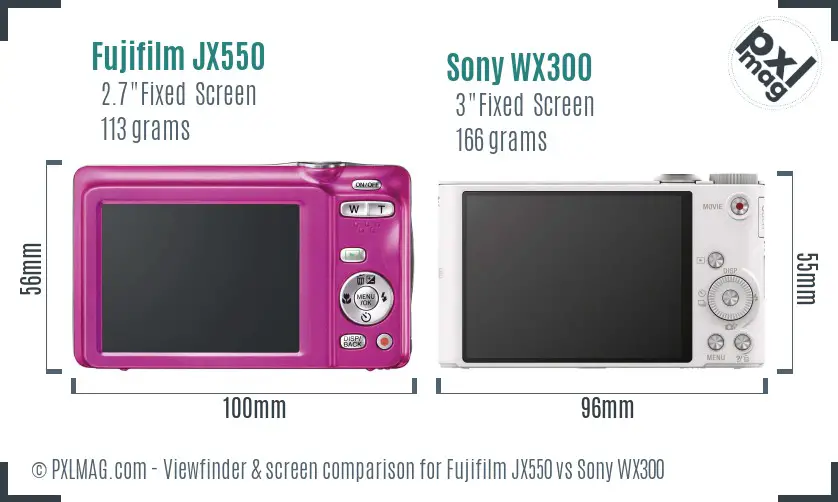 Fujifilm JX550 vs Sony WX300 Screen and Viewfinder comparison