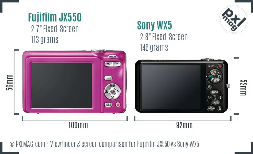 Fujifilm JX550 vs Sony WX5 Screen and Viewfinder comparison Fujifilm JX550 vs Sony WX5 Screen and Viewfinder comparison