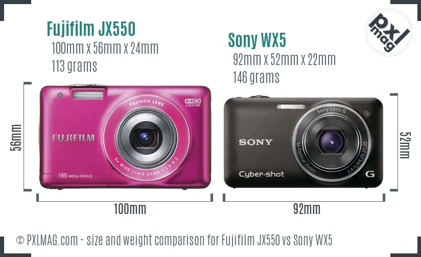 Fujifilm JX550 vs Sony WX5 size comparison Fujifilm JX550 vs Sony WX5 size comparison