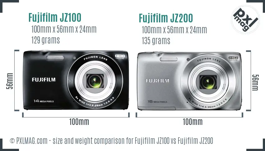 Fujifilm JZ100 vs Fujifilm JZ200 size comparison