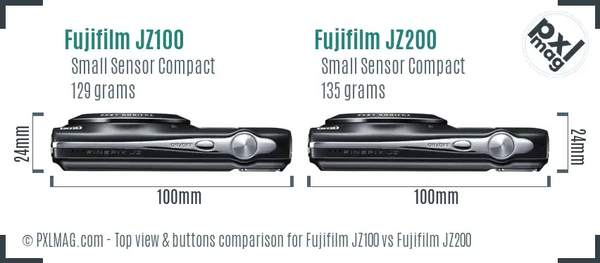 Fujifilm JZ100 vs Fujifilm JZ200 top view buttons comparison