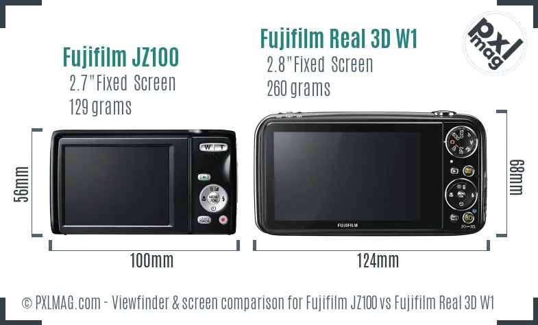 Fujifilm JZ100 vs Fujifilm Real 3D W1 Screen and Viewfinder comparison