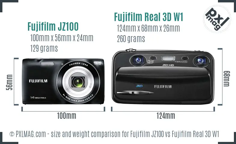 Fujifilm JZ100 vs Fujifilm Real 3D W1 size comparison