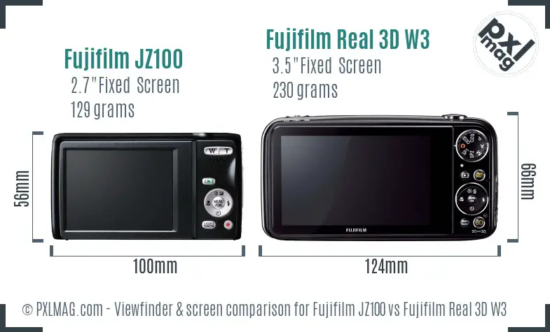 Fujifilm JZ100 vs Fujifilm Real 3D W3 Screen and Viewfinder comparison