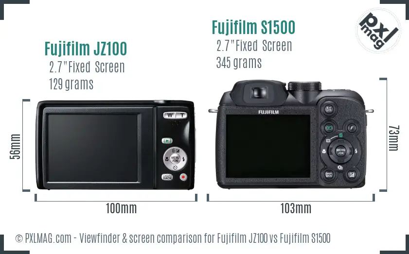 Fujifilm JZ100 vs Fujifilm S1500 Screen and Viewfinder comparison Fujifilm JZ100 vs Fujifilm S1500 Screen and Viewfinder comparison