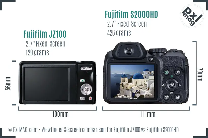Fujifilm JZ100 vs Fujifilm S2000HD Screen and Viewfinder comparison Fujifilm JZ100 vs Fujifilm S2000HD Screen and Viewfinder comparison