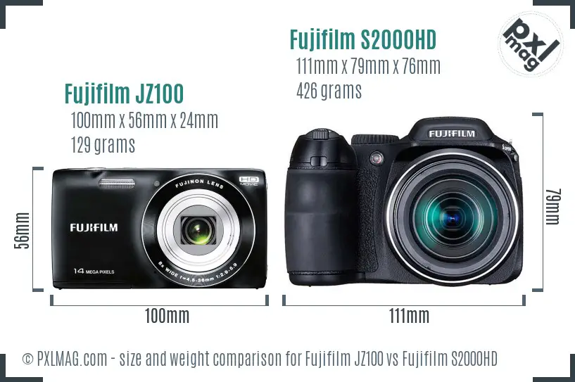 Fujifilm JZ100 vs Fujifilm S2000HD size comparison Fujifilm JZ100 vs Fujifilm S2000HD size comparison