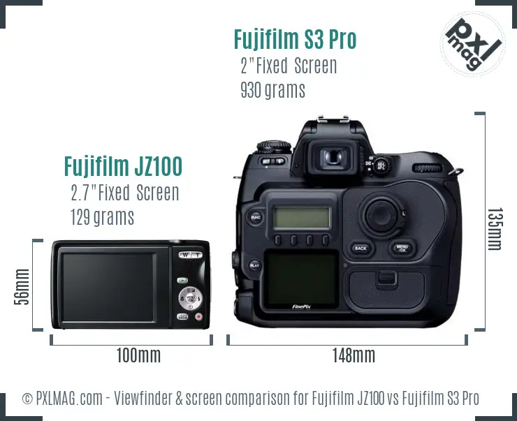 Fujifilm JZ100 vs Fujifilm S3 Pro Screen and Viewfinder comparison