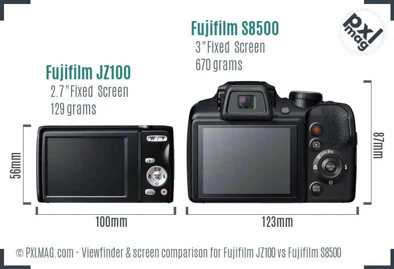 Fujifilm JZ100 vs Fujifilm S8500 Screen and Viewfinder comparison Fujifilm JZ100 vs Fujifilm S8500 Screen and Viewfinder comparison