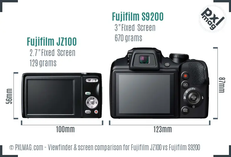 Fujifilm JZ100 vs Fujifilm S9200 Screen and Viewfinder comparison