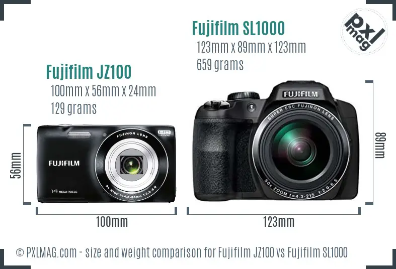 Fujifilm JZ100 vs Fujifilm SL1000 size comparison Fujifilm JZ100 vs Fujifilm SL1000 size comparison