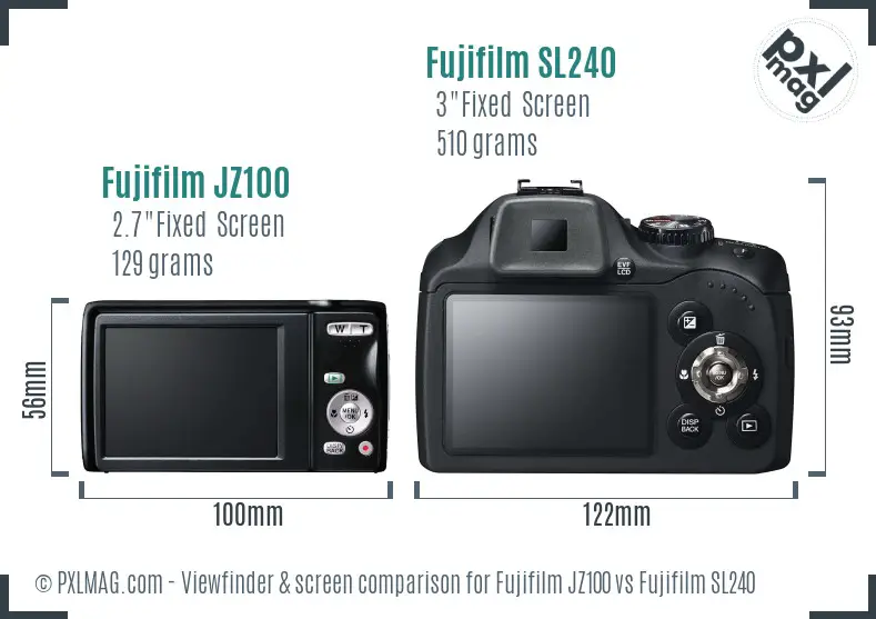Fujifilm JZ100 vs Fujifilm SL240 Screen and Viewfinder comparison Fujifilm JZ100 vs Fujifilm SL240 Screen and Viewfinder comparison