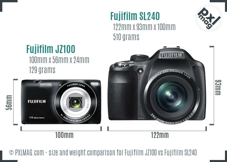Fujifilm JZ100 vs Fujifilm SL240 size comparison Fujifilm JZ100 vs Fujifilm SL240 size comparison
