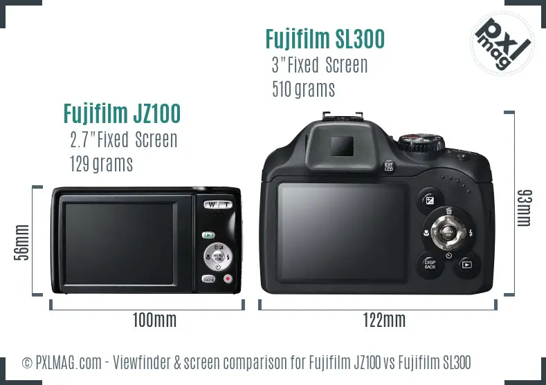 Fujifilm JZ100 vs Fujifilm SL300 Screen and Viewfinder comparison