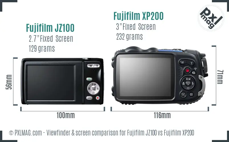 Fujifilm JZ100 vs Fujifilm XP200 Screen and Viewfinder comparison