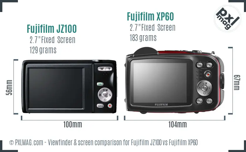 Fujifilm JZ100 vs Fujifilm XP60 Screen and Viewfinder comparison