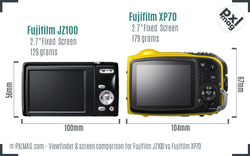 Fujifilm JZ100 vs Fujifilm XP70 Screen and Viewfinder comparison