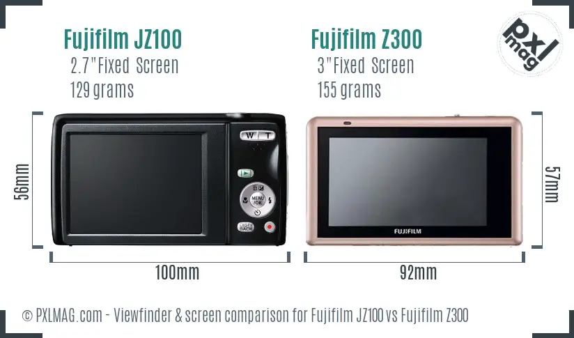 Fujifilm JZ100 vs Fujifilm Z300 Screen and Viewfinder comparison