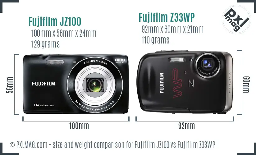 Fujifilm JZ100 vs Fujifilm Z33WP size comparison