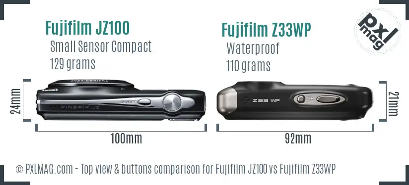 Fujifilm JZ100 vs Fujifilm Z33WP top view buttons comparison
