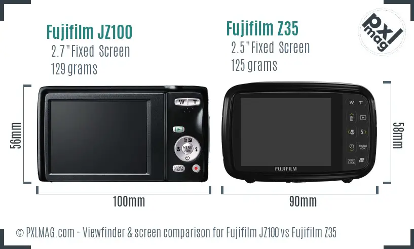 Fujifilm JZ100 vs Fujifilm Z35 Screen and Viewfinder comparison