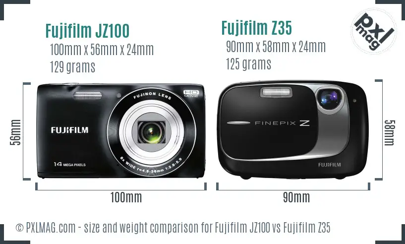 Fujifilm JZ100 vs Fujifilm Z35 size comparison