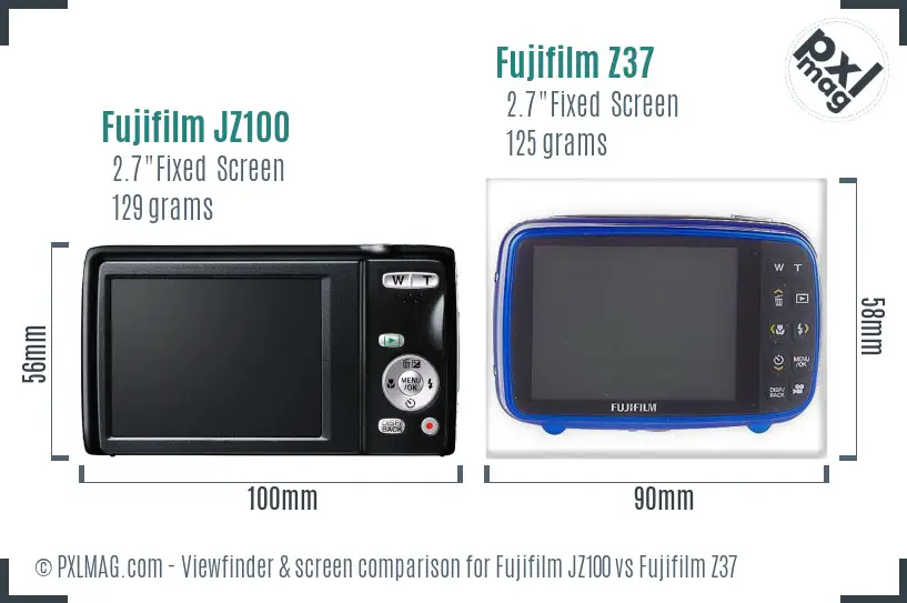 Fujifilm JZ100 vs Fujifilm Z37 Screen and Viewfinder comparison