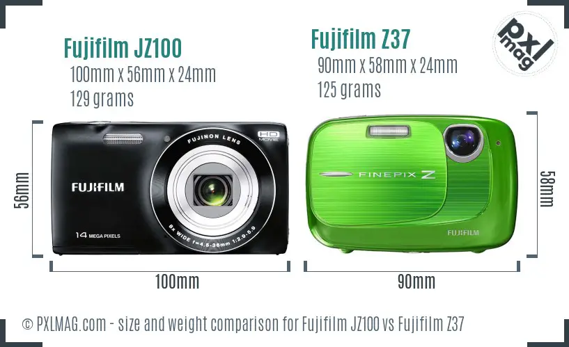 Fujifilm JZ100 vs Fujifilm Z37 size comparison