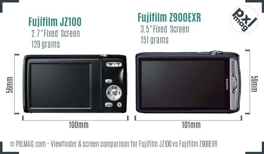 Fujifilm JZ100 vs Fujifilm Z900EXR Screen and Viewfinder comparison