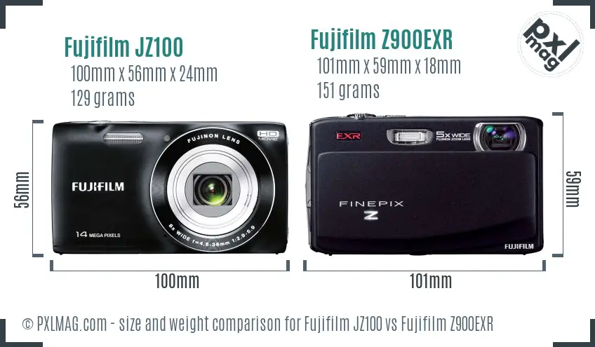 Fujifilm JZ100 vs Fujifilm Z900EXR size comparison
