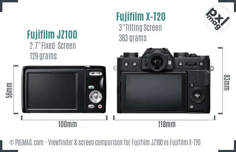 Fujifilm JZ100 vs Fujifilm X-T20 Screen and Viewfinder comparison