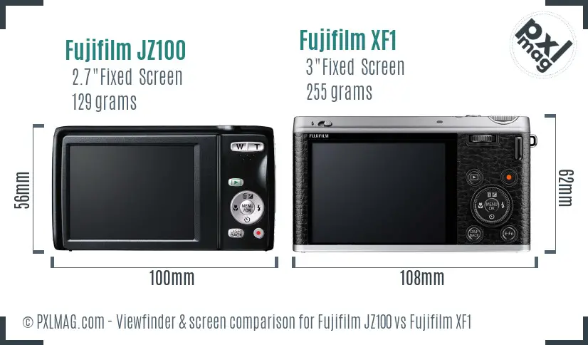 Fujifilm JZ100 vs Fujifilm XF1 Screen and Viewfinder comparison