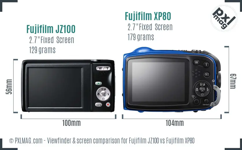 Fujifilm JZ100 vs Fujifilm XP80 Screen and Viewfinder comparison