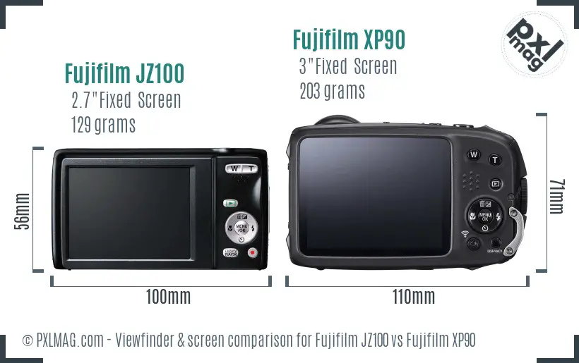 Fujifilm JZ100 vs Fujifilm XP90 Screen and Viewfinder comparison