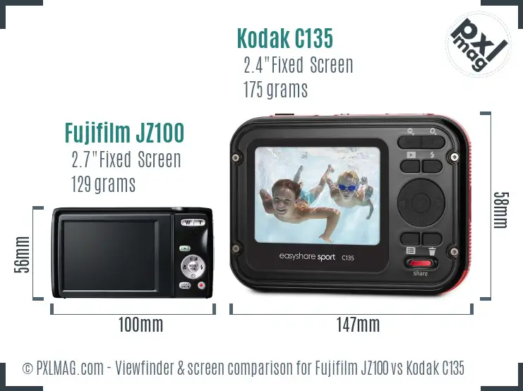 Fujifilm JZ100 vs Kodak C135 Screen and Viewfinder comparison Fujifilm JZ100 vs Kodak C135 Screen and Viewfinder comparison