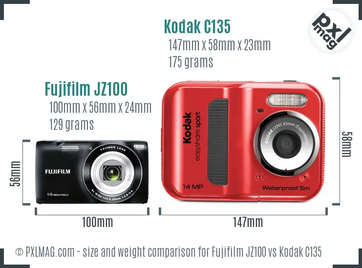 Fujifilm JZ100 vs Kodak C135 size comparison Fujifilm JZ100 vs Kodak C135 size comparison