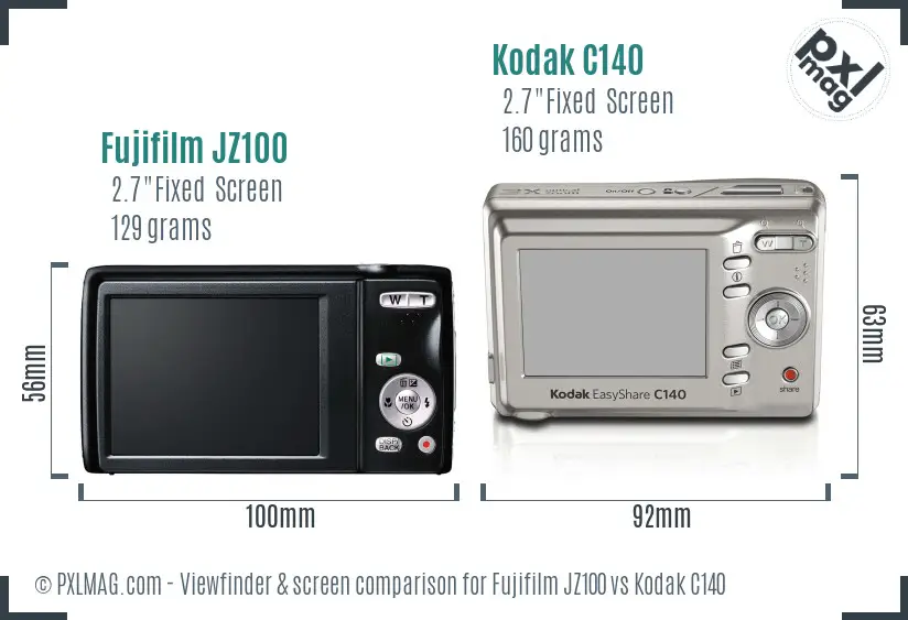 Fujifilm JZ100 vs Kodak C140 Screen and Viewfinder comparison