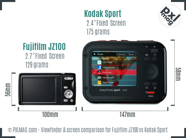 Fujifilm JZ100 vs Kodak Sport Screen and Viewfinder comparison