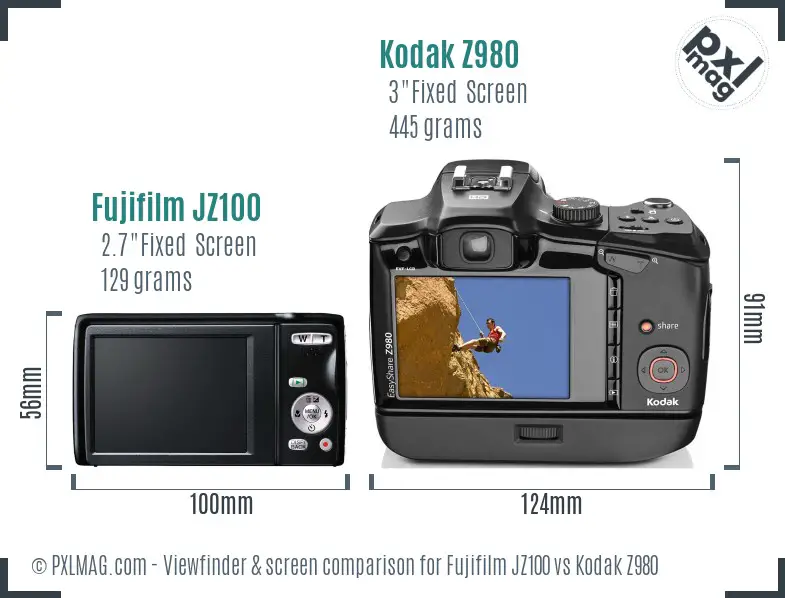 Fujifilm JZ100 vs Kodak Z980 Screen and Viewfinder comparison Fujifilm JZ100 vs Kodak Z980 Screen and Viewfinder comparison