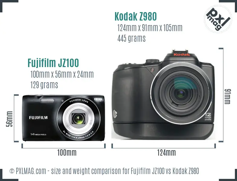 Fujifilm JZ100 vs Kodak Z980 size comparison Fujifilm JZ100 vs Kodak Z980 size comparison