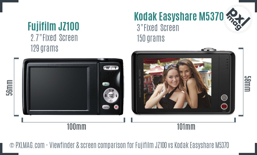 Fujifilm JZ100 vs Kodak Easyshare M5370 Screen and Viewfinder comparison
