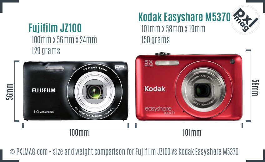 Fujifilm JZ100 vs Kodak Easyshare M5370 size comparison