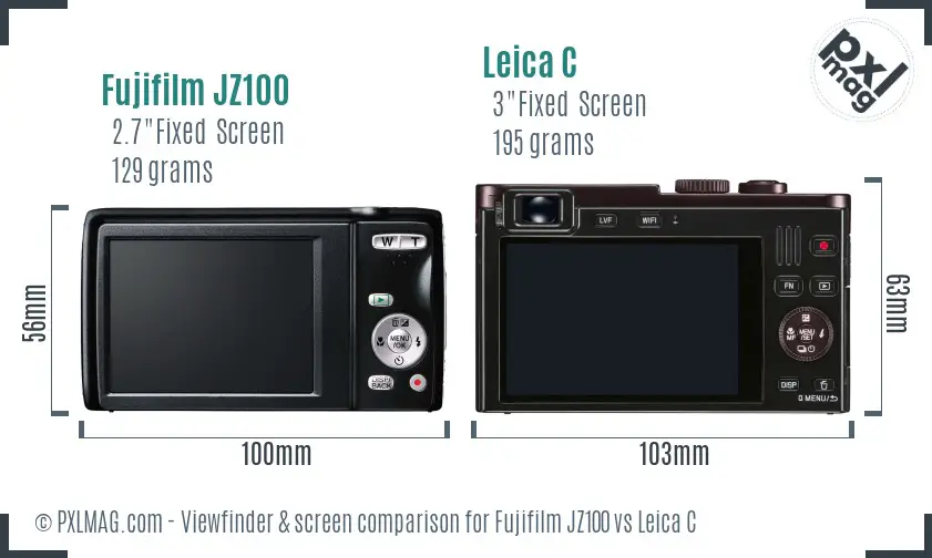 Fujifilm JZ100 vs Leica C Screen and Viewfinder comparison